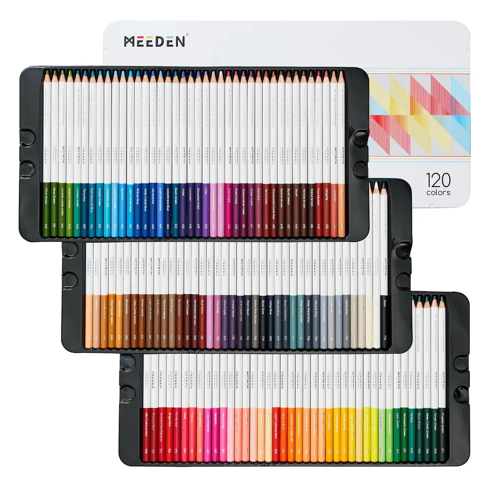 meeden-pencils-crayons-couleur-huile-120-bo-te-m-tal image 1