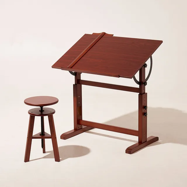 meeden-xsz-4-table-dessin-noyer-fonc-tabouret image 1