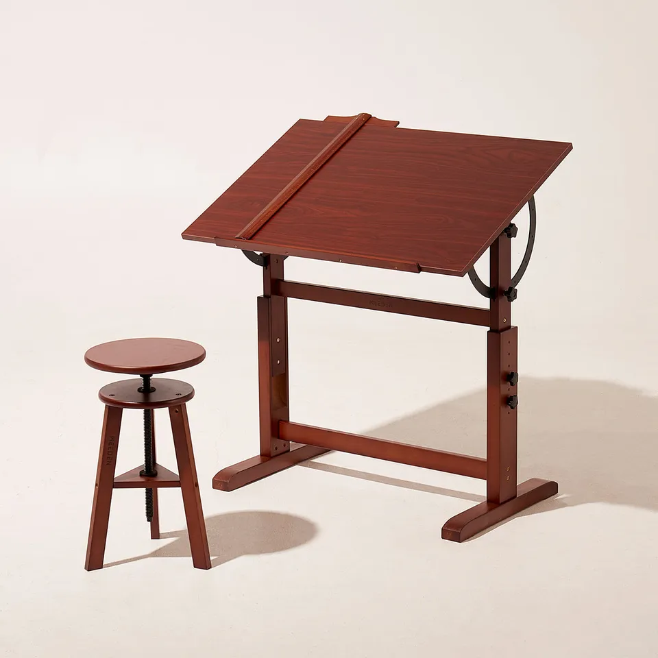 meeden-xsz-4-table-dessin-noyer-fonc-tabouret image 1