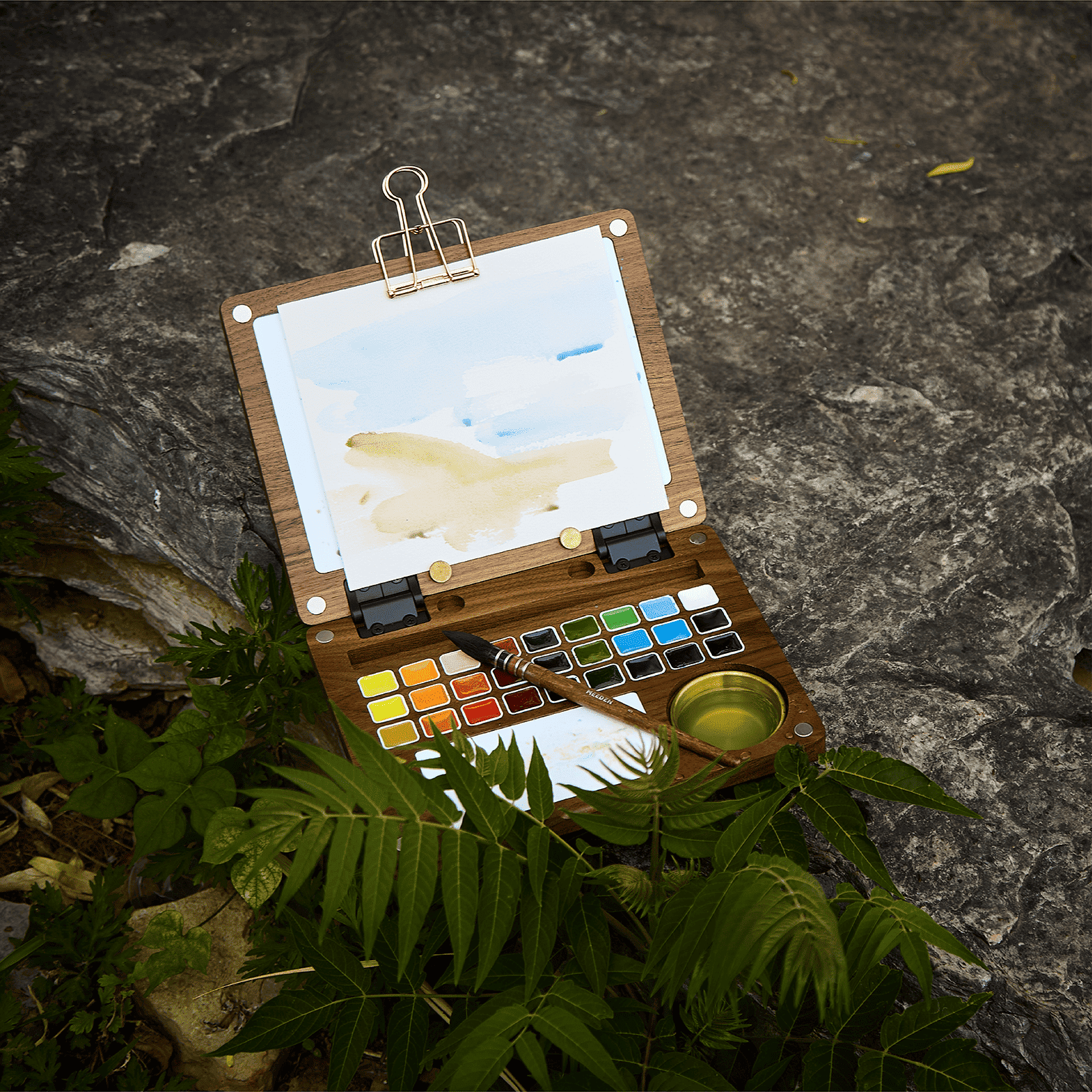 meeden-aquarelle-27-couleurs-coffret-noyer-artiste-voyage image 8