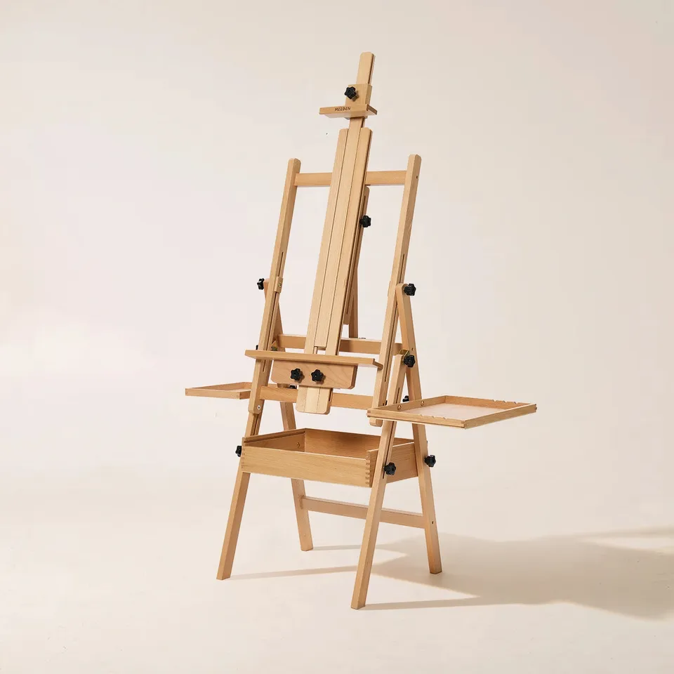 meeden-floor-easels-chevalet-h-tre-naturel-toile-47-pouces image 1