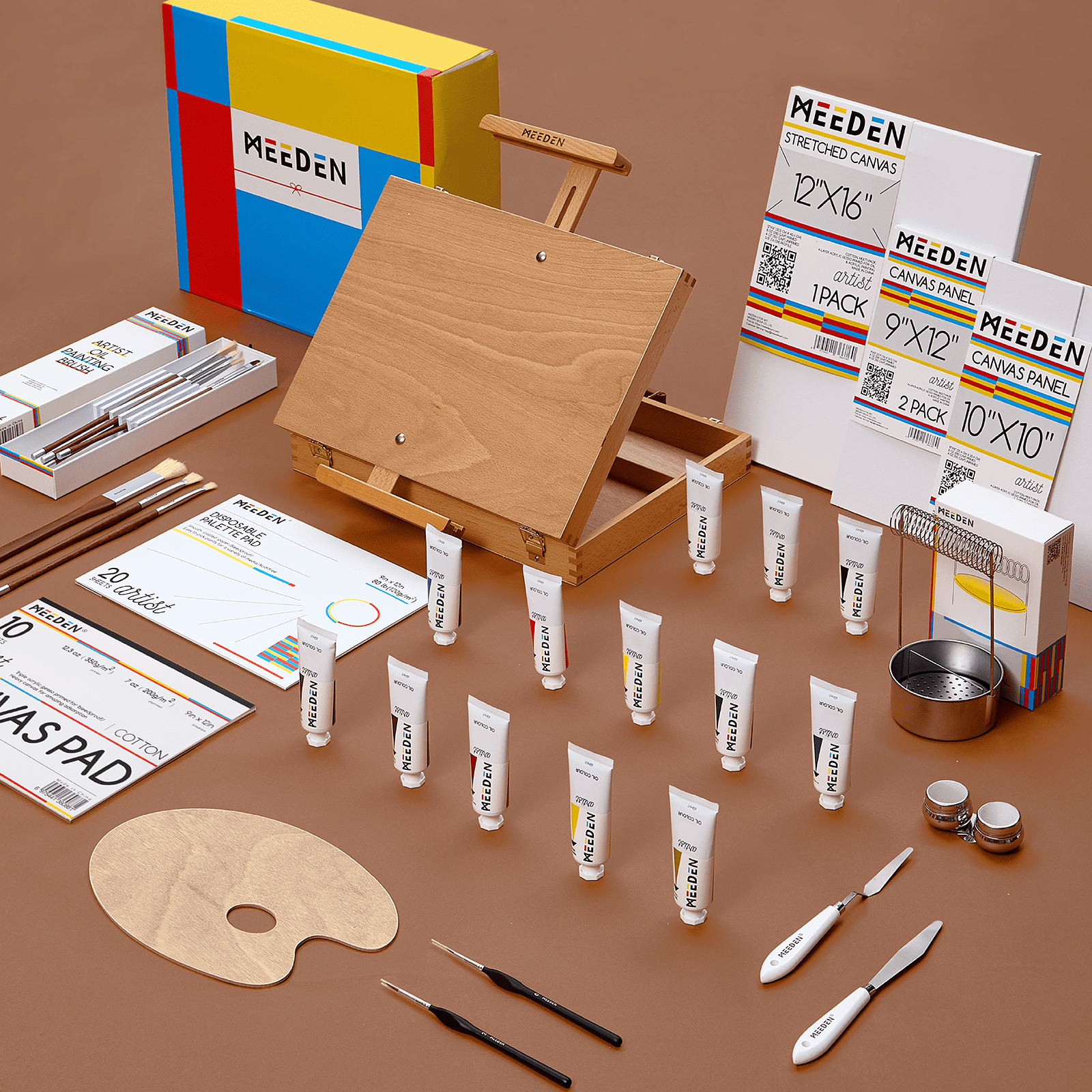 meeden-art-set-coffret-huile-chevalet-bo-te-complet image 1