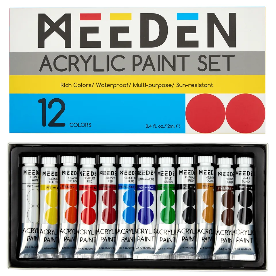 meeden-acrylic-paint-peinture-acrylique-12-tubes-12-ml-couvrant image 1
