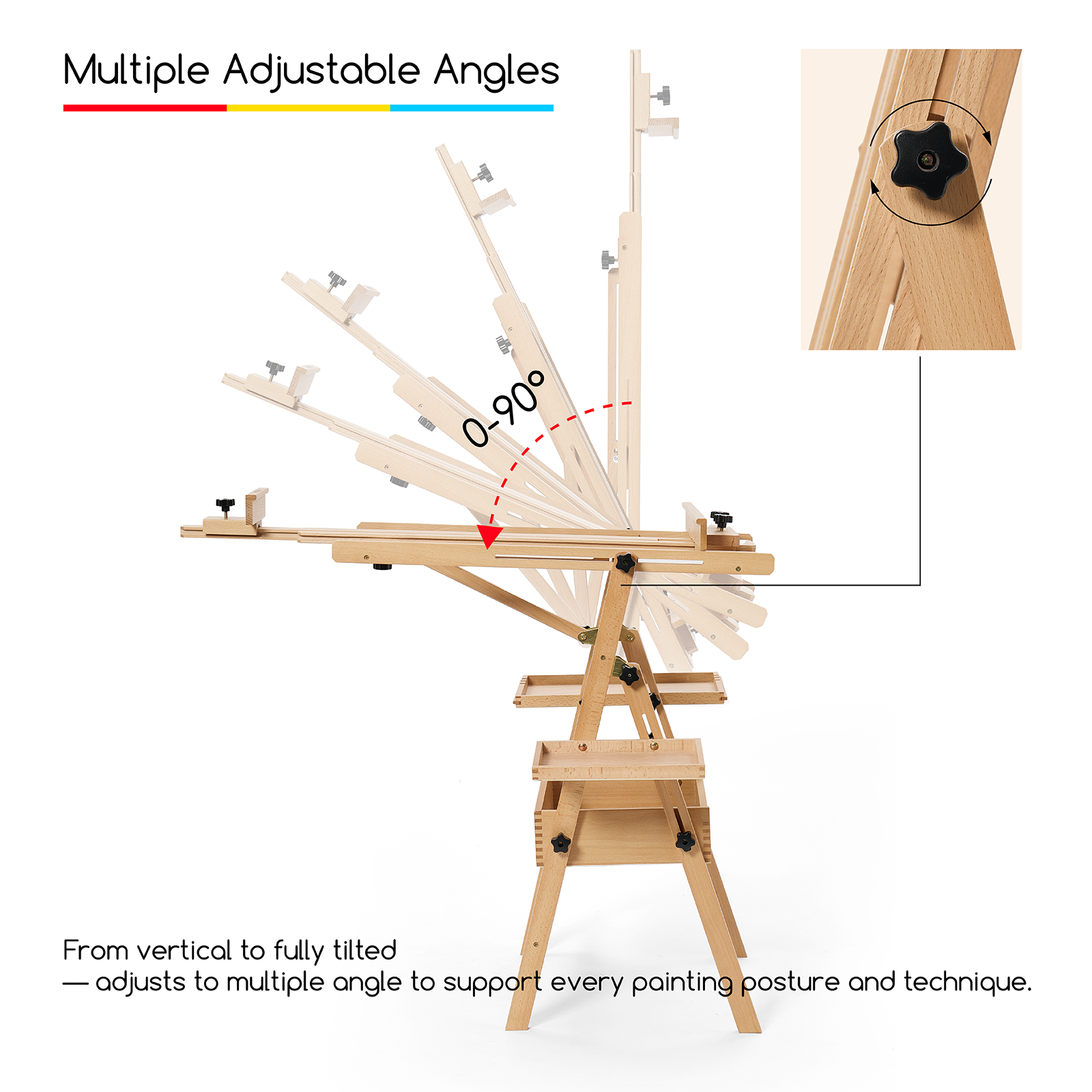 meeden-floor-easels-chevalet-h-tre-naturel-toile-47-pouces image 6