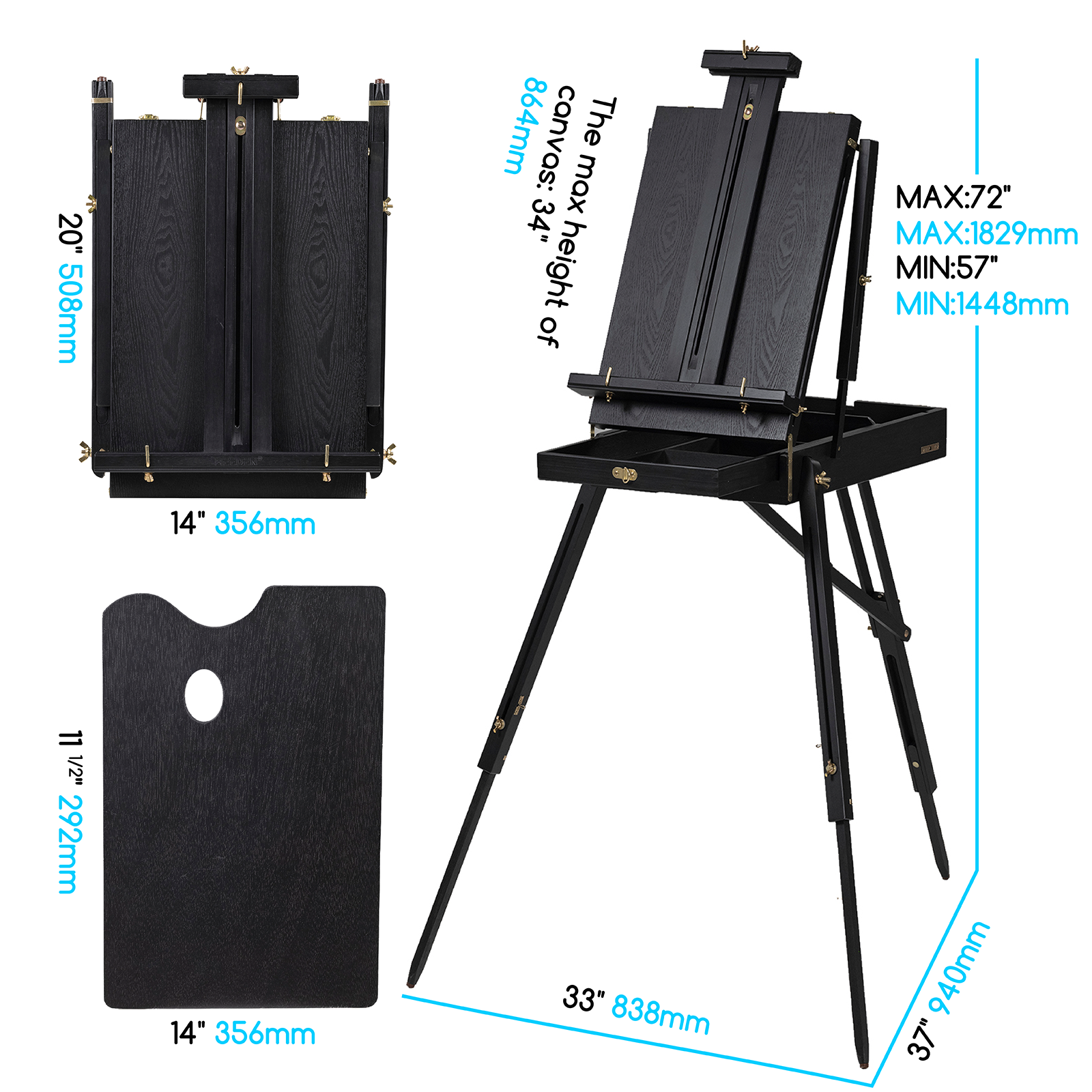 meeden-hx-3-chevalet-plein-air-bois-pliable-avec-tiroir image 4