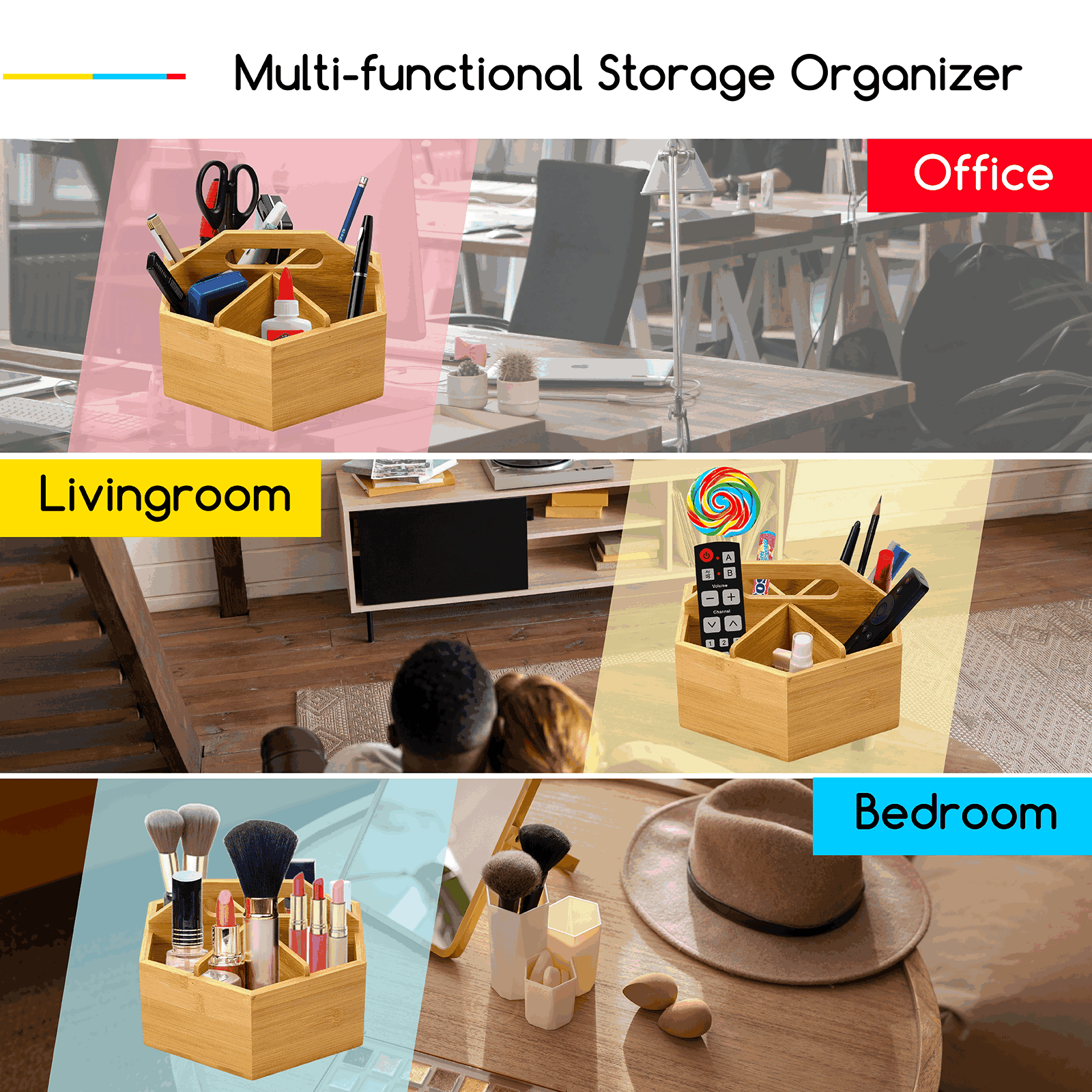 meeden-storage-boxes-organiseur-rotatif-bambou-6-casiers image 6