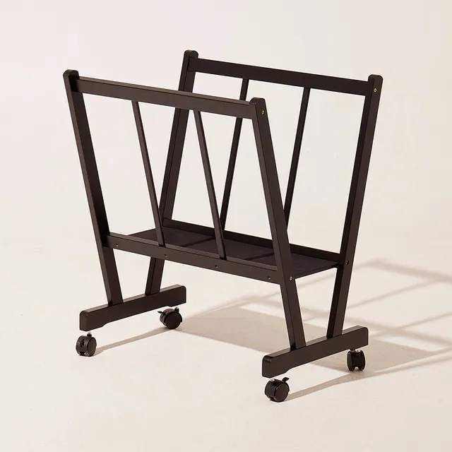 meeden-racks-range-toiles-bois-grand-noir-roulettes image 1