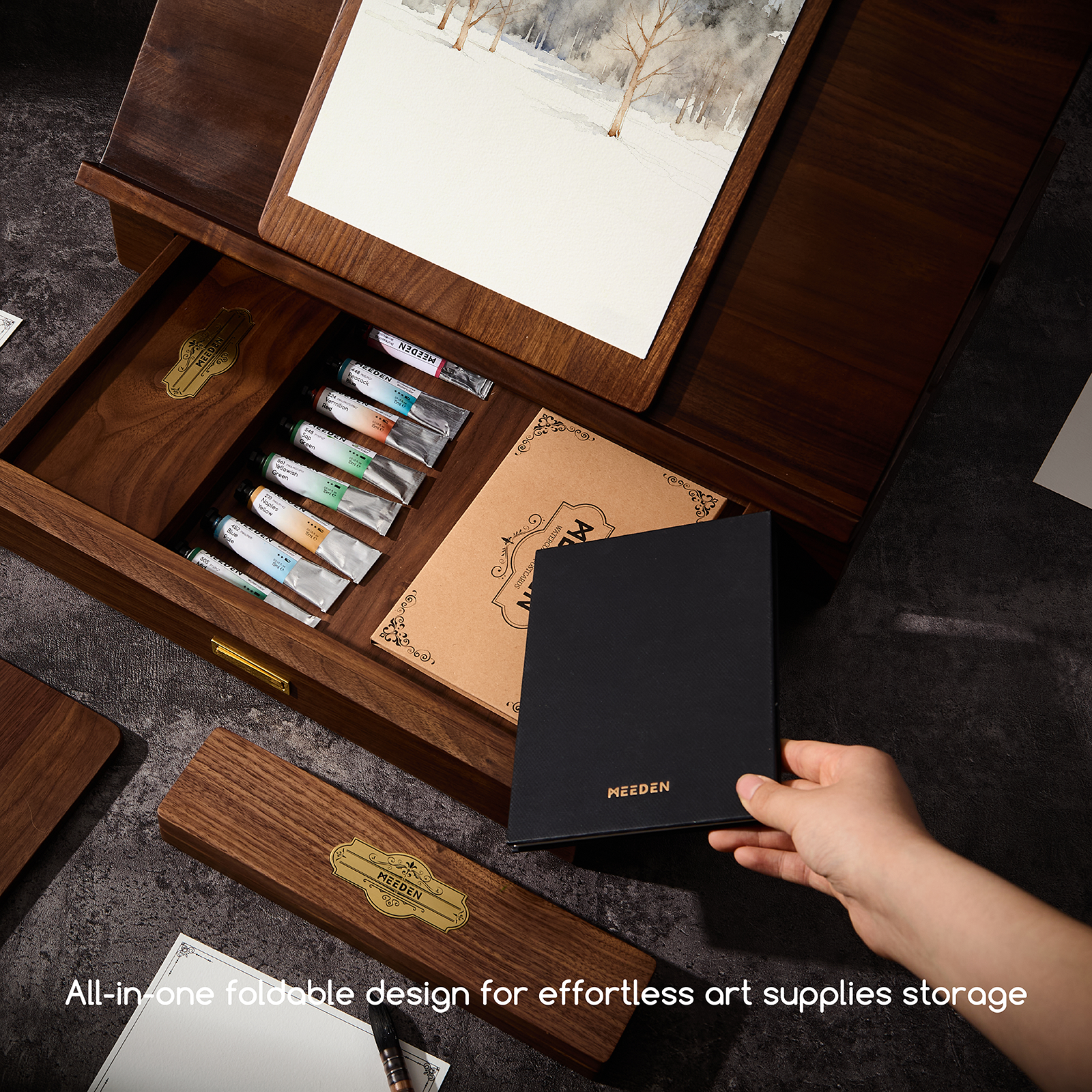 meeden-tabletop-easels-chevalet-de-table-noyer-am-ricain-coffret image 5