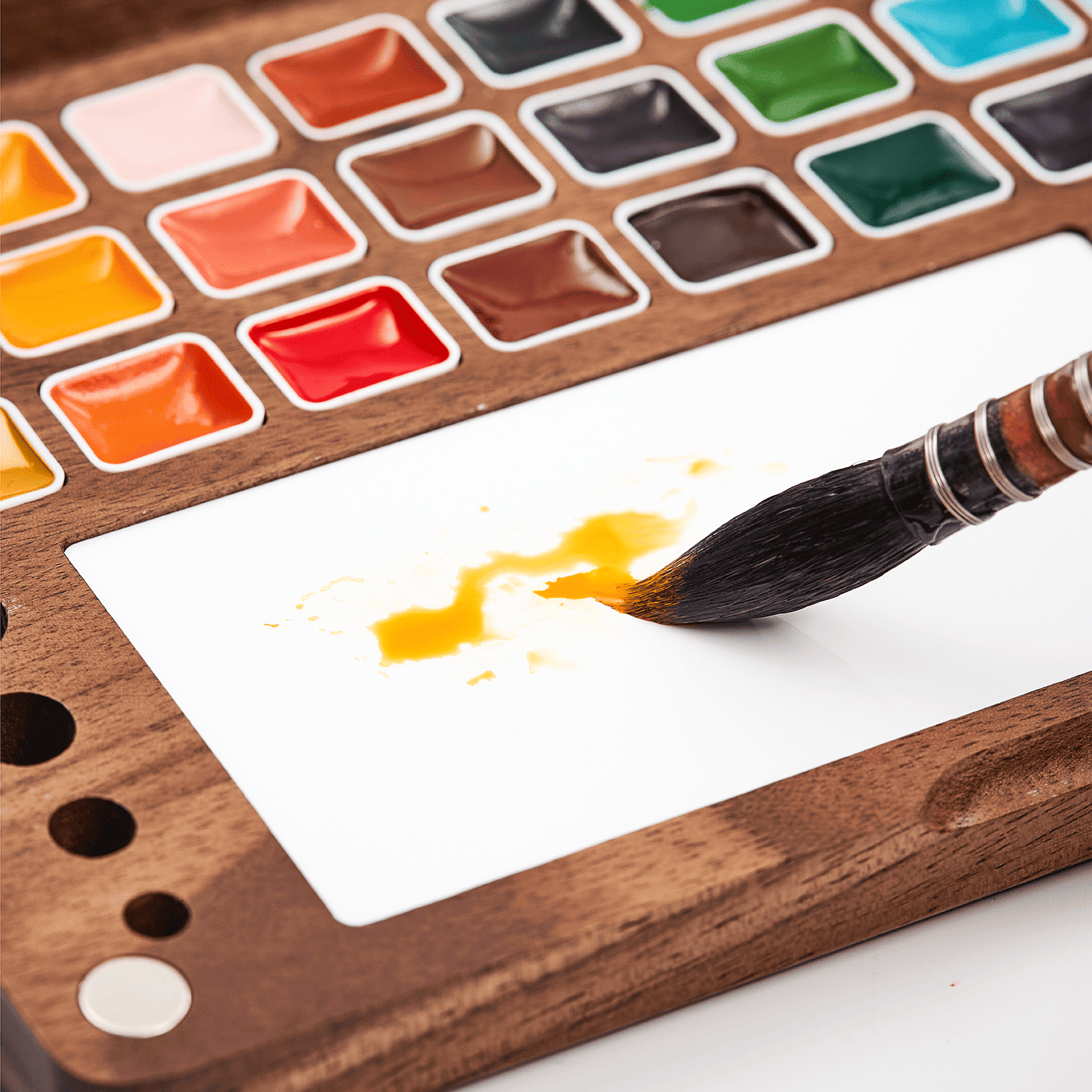 meeden-aquarelle-27-couleurs-coffret-noyer-artiste-voyage image 7