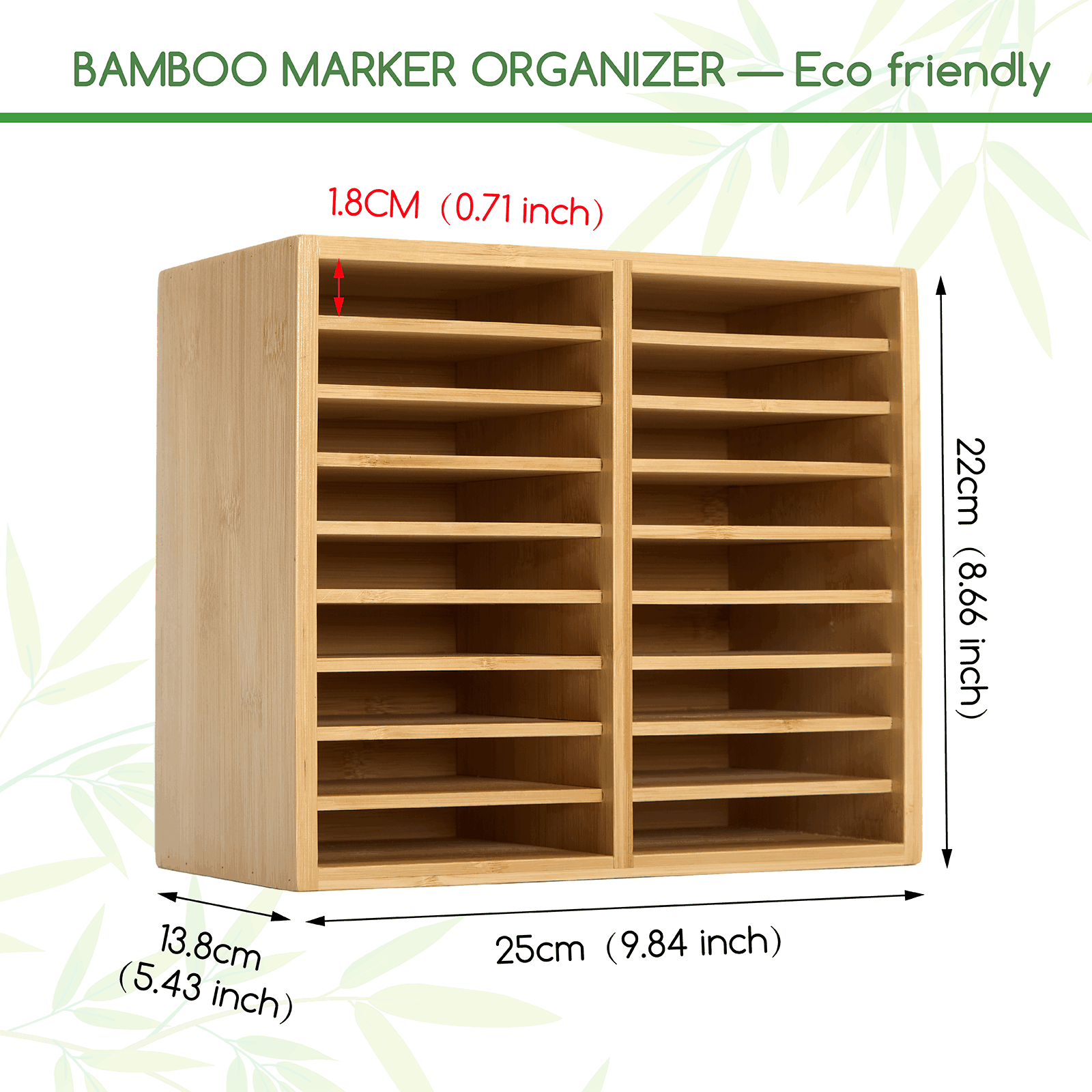 meeden-brush-holders-rangement-marqueurs-bambou-18-compartiments-126 image 2