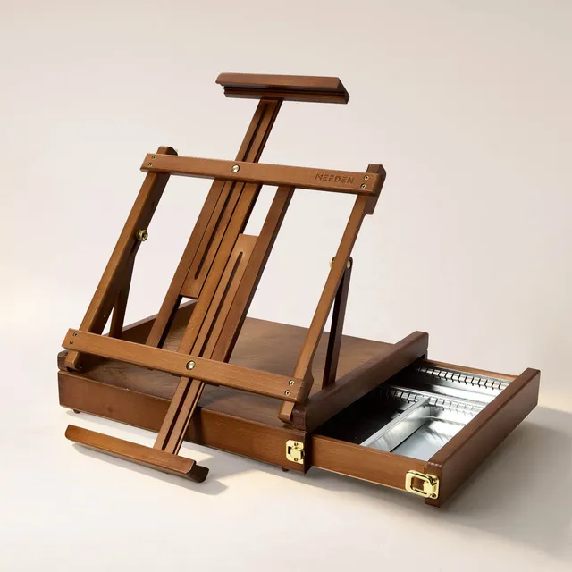 meeden-w05b-chevalet-de-table-coffret-noyer-avec-tiroir image 1