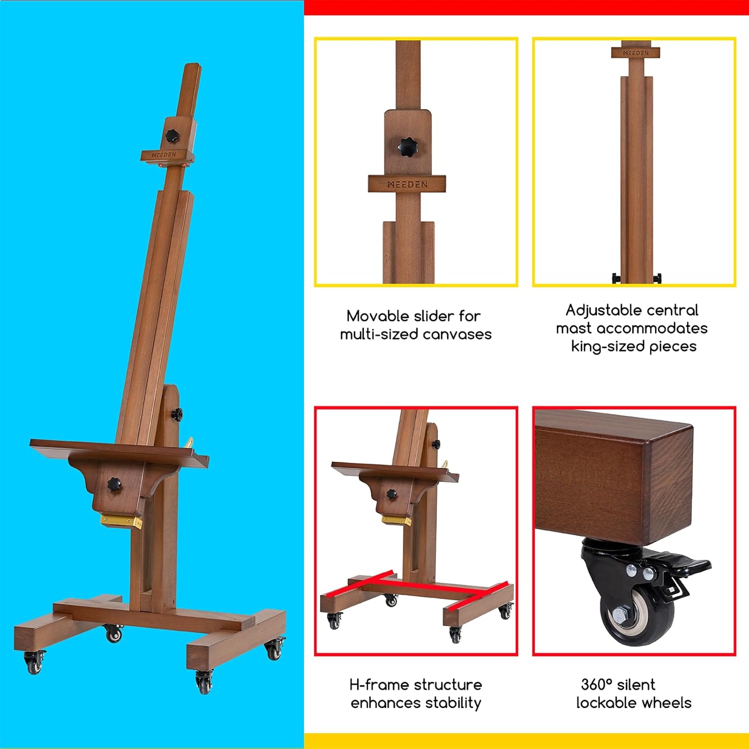 meeden-floor-easels-chevalet-r-glable-dhj-11-noyer image 5