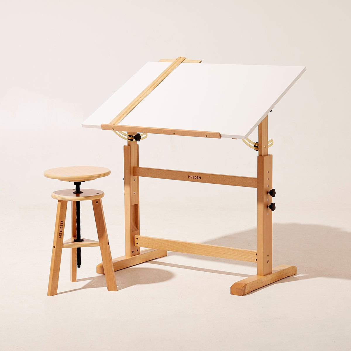meeden-xsz-5-set-table-dessin-tabouret-blanc-bois image 1