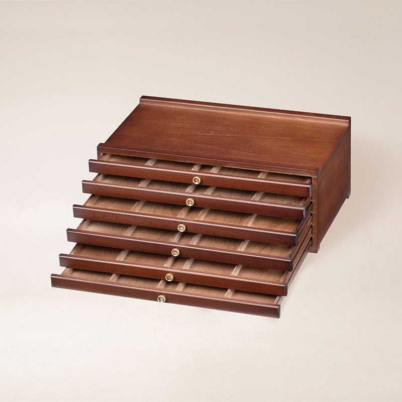 meeden-storage-boxes-boite-bois-6-tiroirs-noyer image 1