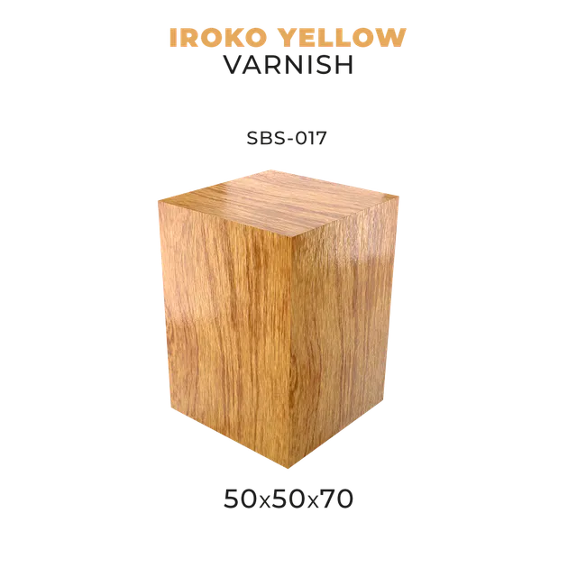 scale75-accessories-socle-bois-iroko-yellow-varnish-50x50x70 image 1
