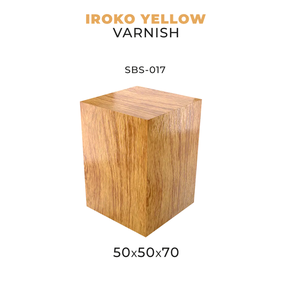 scale75-accessories-socle-bois-iroko-yellow-varnish-50x50x70 image 1