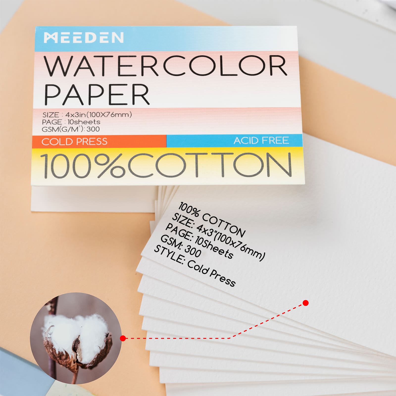 meeden-books-pads-bloc-papier-aquarelle-coton-300g image 2