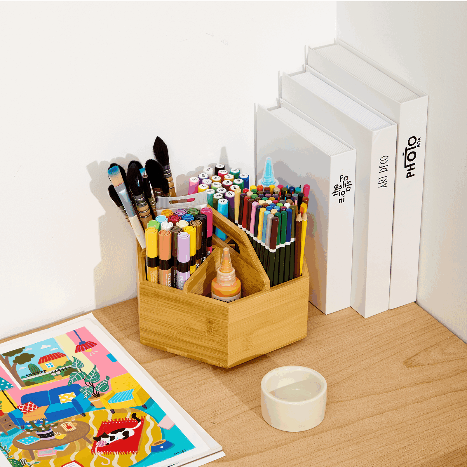 meeden-storage-boxes-organiseur-rotatif-bambou-6-casiers image 7