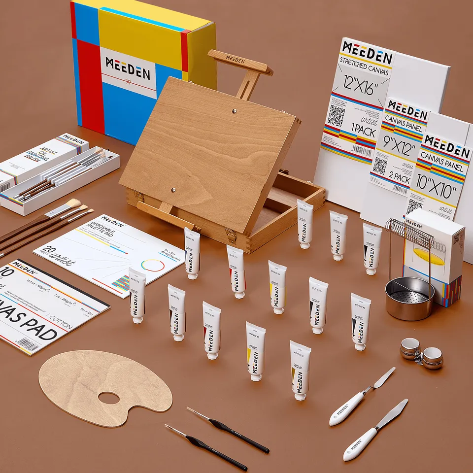 meeden-art-set-coffret-huile-chevalet-bo-te-complet image 1