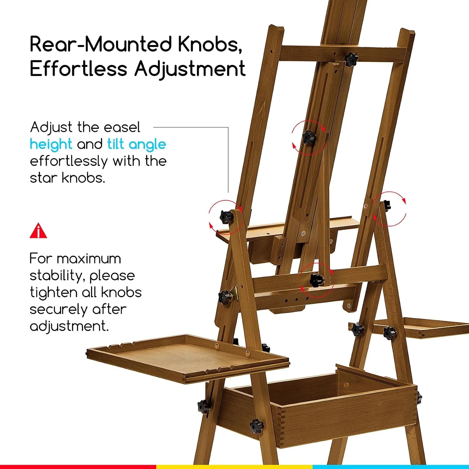meeden-floor-easels-chevalet-atelier-bois-noyer-47-pouces image 5
