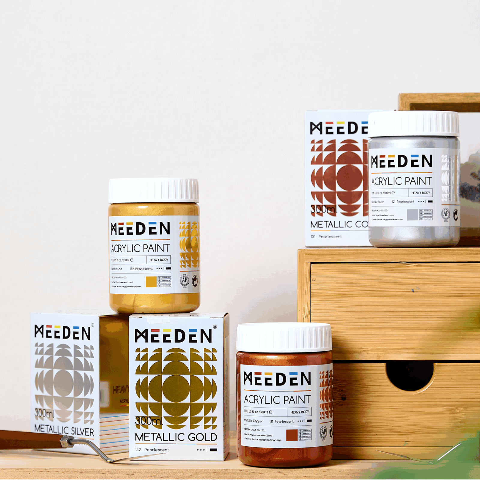 meeden-acrylic-paint-peinture-acrylique-argent-300-ml-metallique image 3