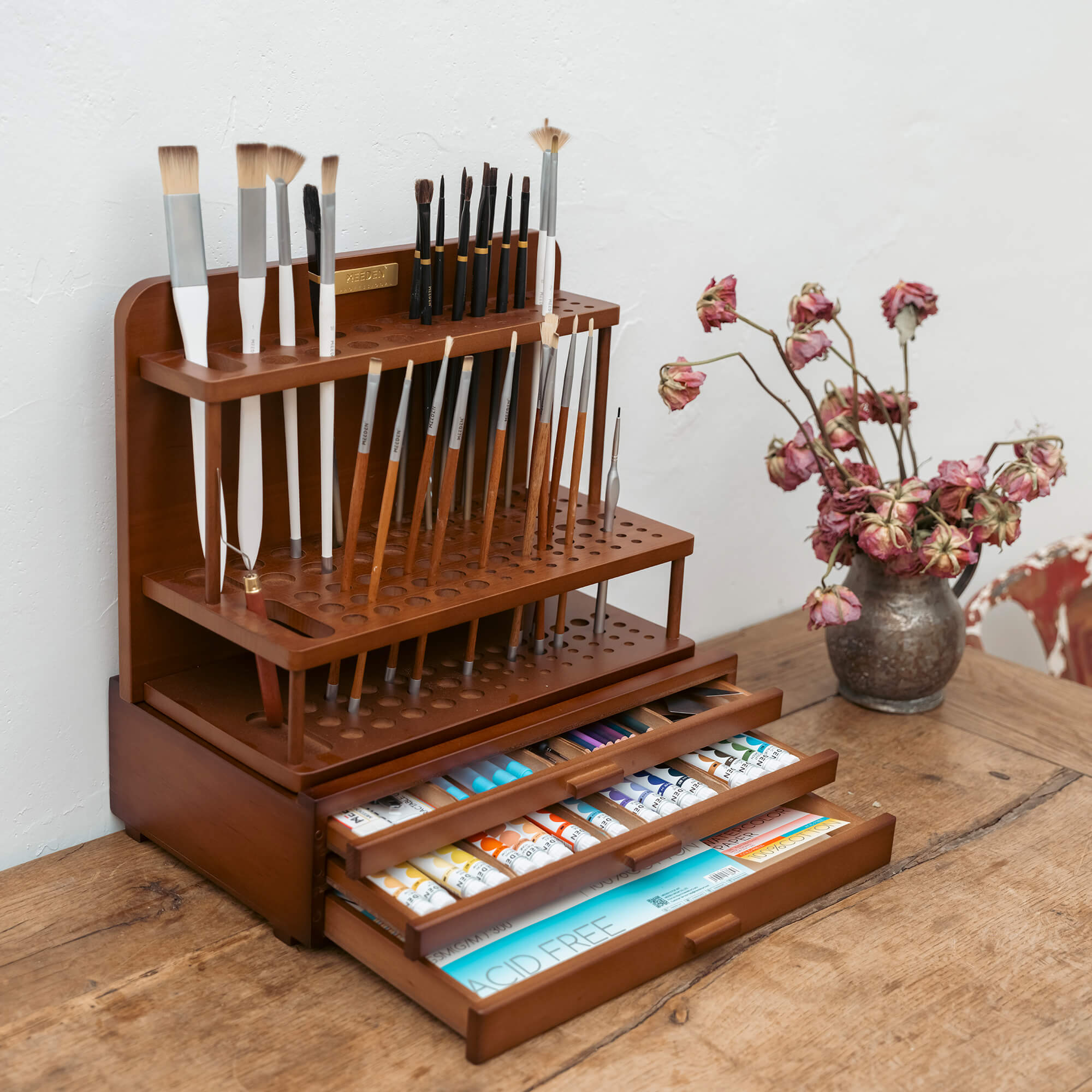 meeden-storage-boxes-bo-te-de-rangement-bois-3-tiroirs-noyer image 2