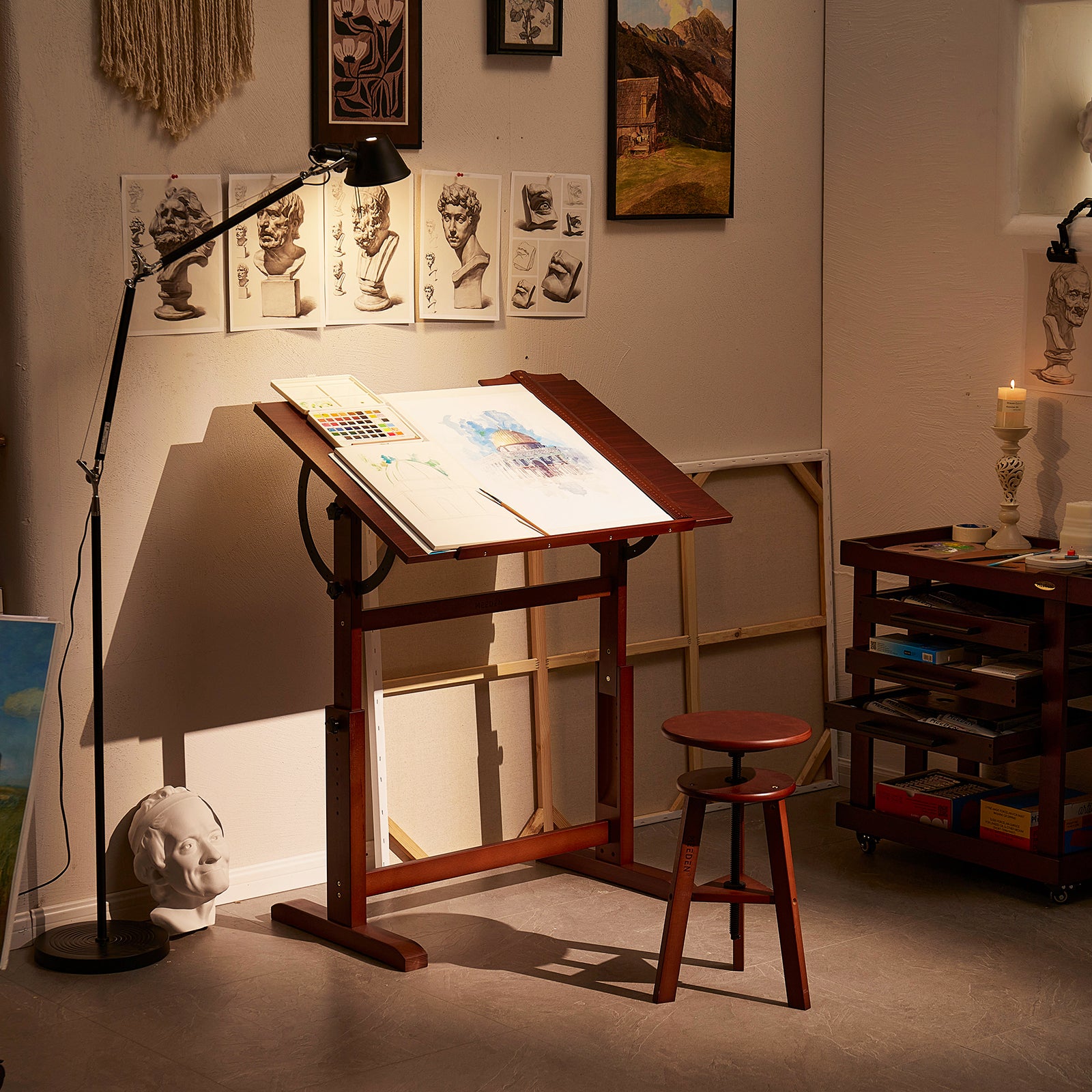meeden-xsz-4-table-dessin-noyer-fonc-tabouret image 3