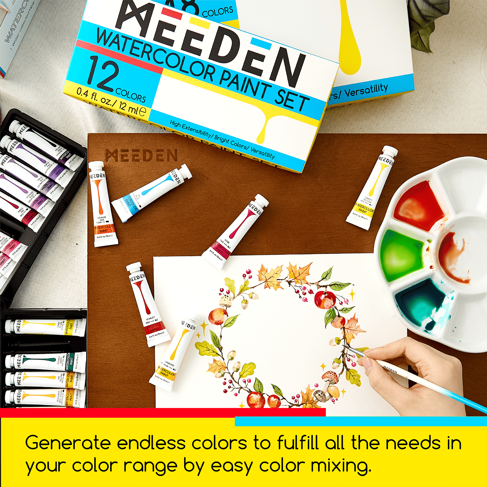 meeden-watercolor-peinture-aquarelle-12-tubes-12-ml-lumineuse image 6
