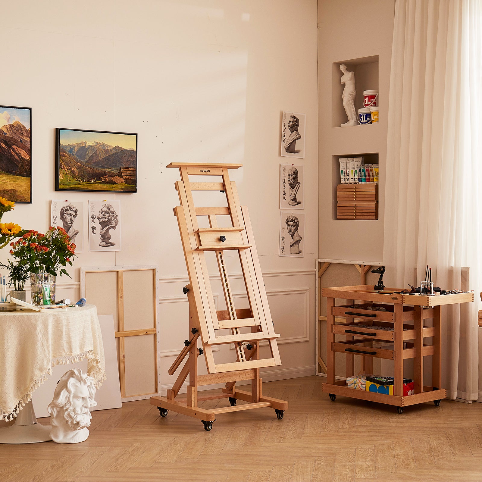 meeden-floor-easels-dhj-3-chevalet-bois-double-toile image 2