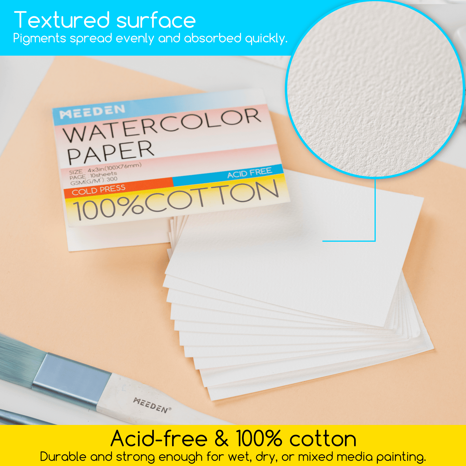 meeden-books-pads-bloc-papier-aquarelle-coton-300g image 3