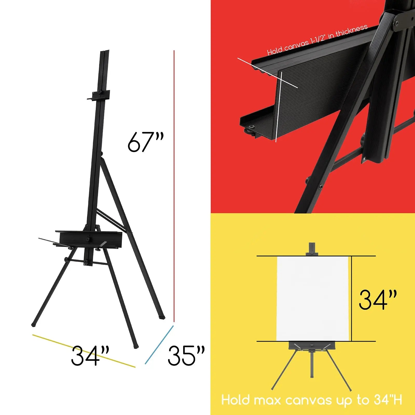meeden-es-6026-chevalet-d-atelier-m-tal-noir-portable-170-cm image 3