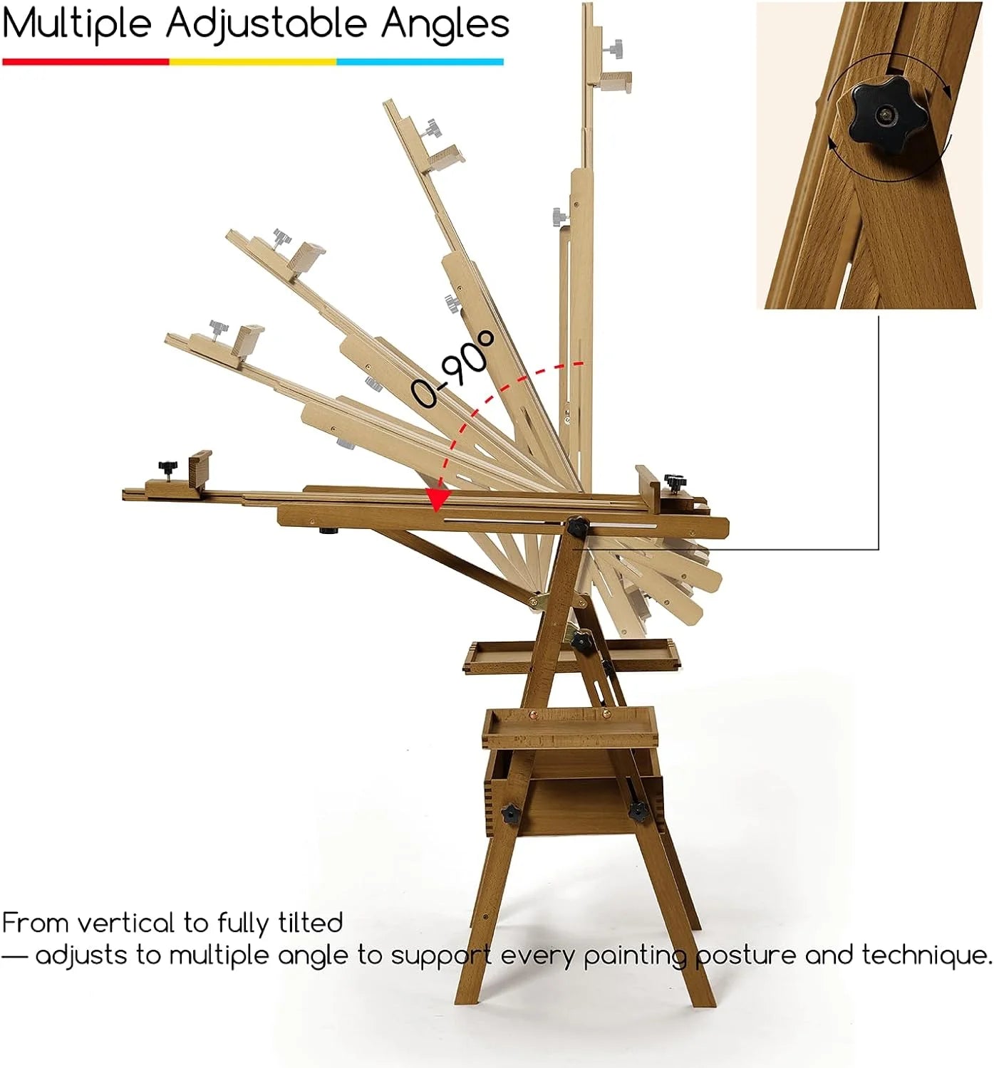 meeden-floor-easels-chevalet-atelier-bois-noyer-47-pouces image 4