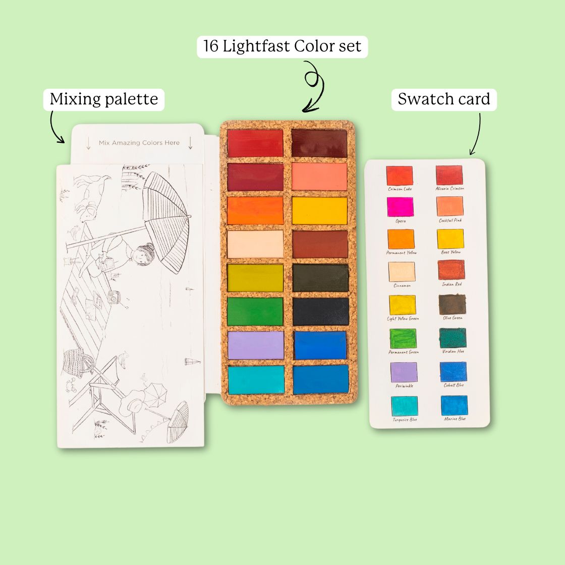viviva-watercolor-pans-spring-16-colors-palette-li-ge-16-couleurs image 3