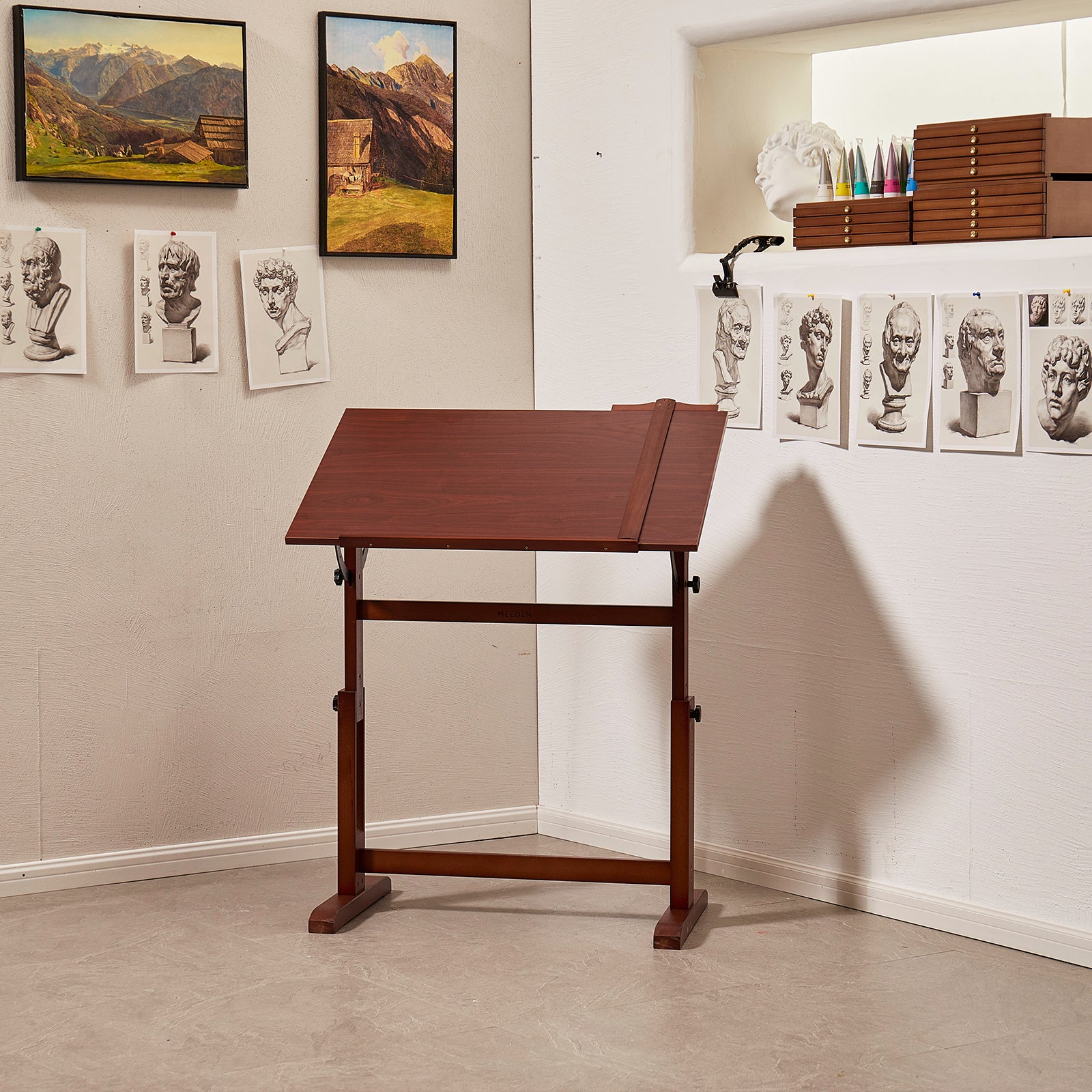 meeden-desks-xsz-4-table-dessin-noyer-fonc-vintage image 8
