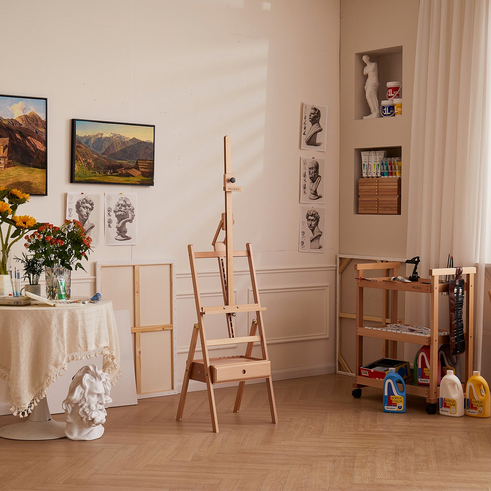 meeden-floor-easels-chevalet-bois-hj-2a-inclinable-tiroir image 5