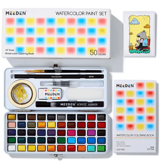 meeden-watercolor-coffret-aquarelle-50-couleurs-voyage image 1