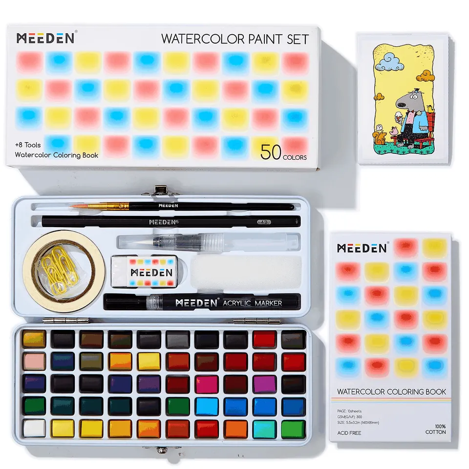 meeden-watercolor-coffret-aquarelle-50-couleurs-voyage image 1