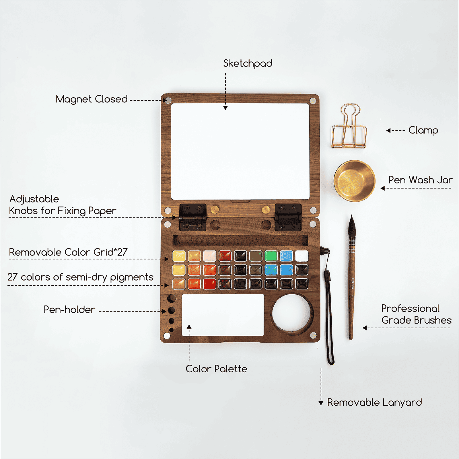 meeden-aquarelle-27-couleurs-coffret-noyer-artiste-voyage image 6