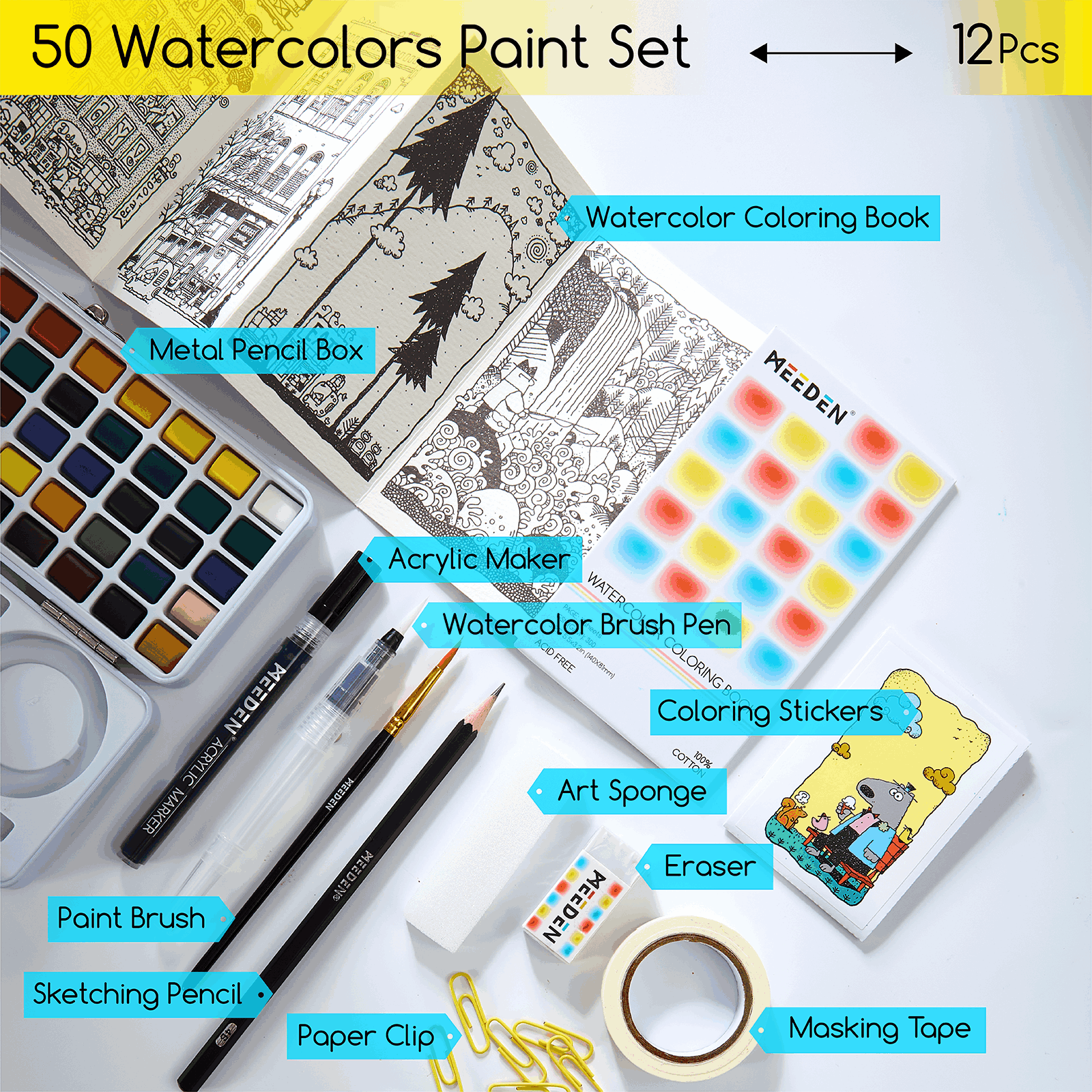 meeden-watercolor-coffret-aquarelle-50-couleurs-voyage image 3