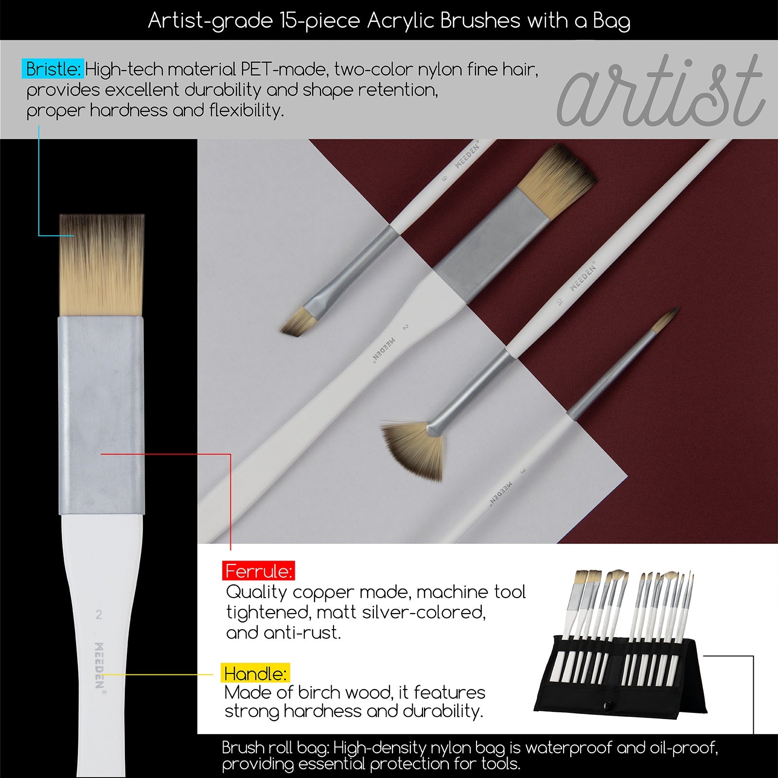 meeden-art-sets-coffret-peinture-acrylique-chevalet-fran-ais image 5