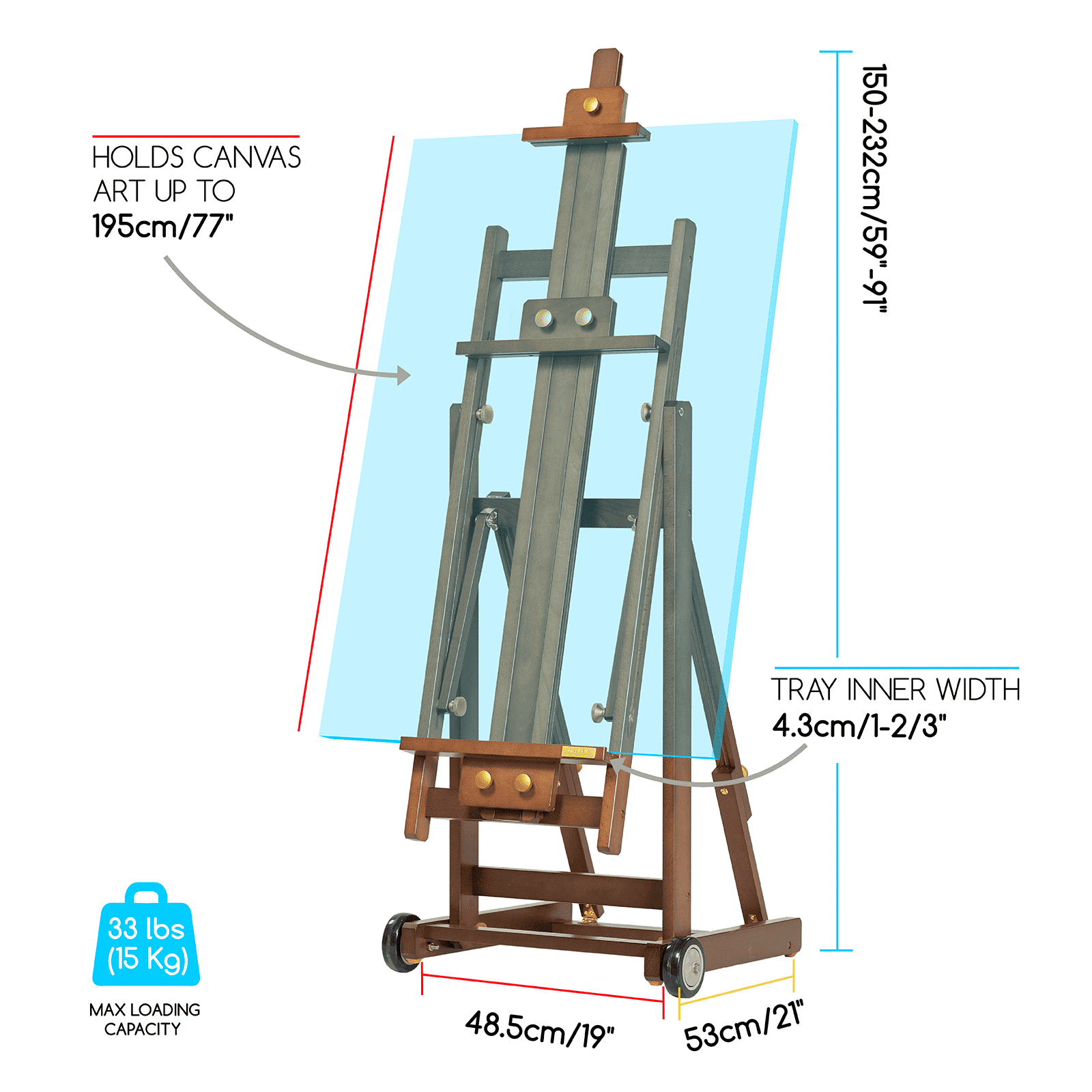 meeden-floor-easels-chevalet-bois-w14-pro-cadre-h-roulettes image 5