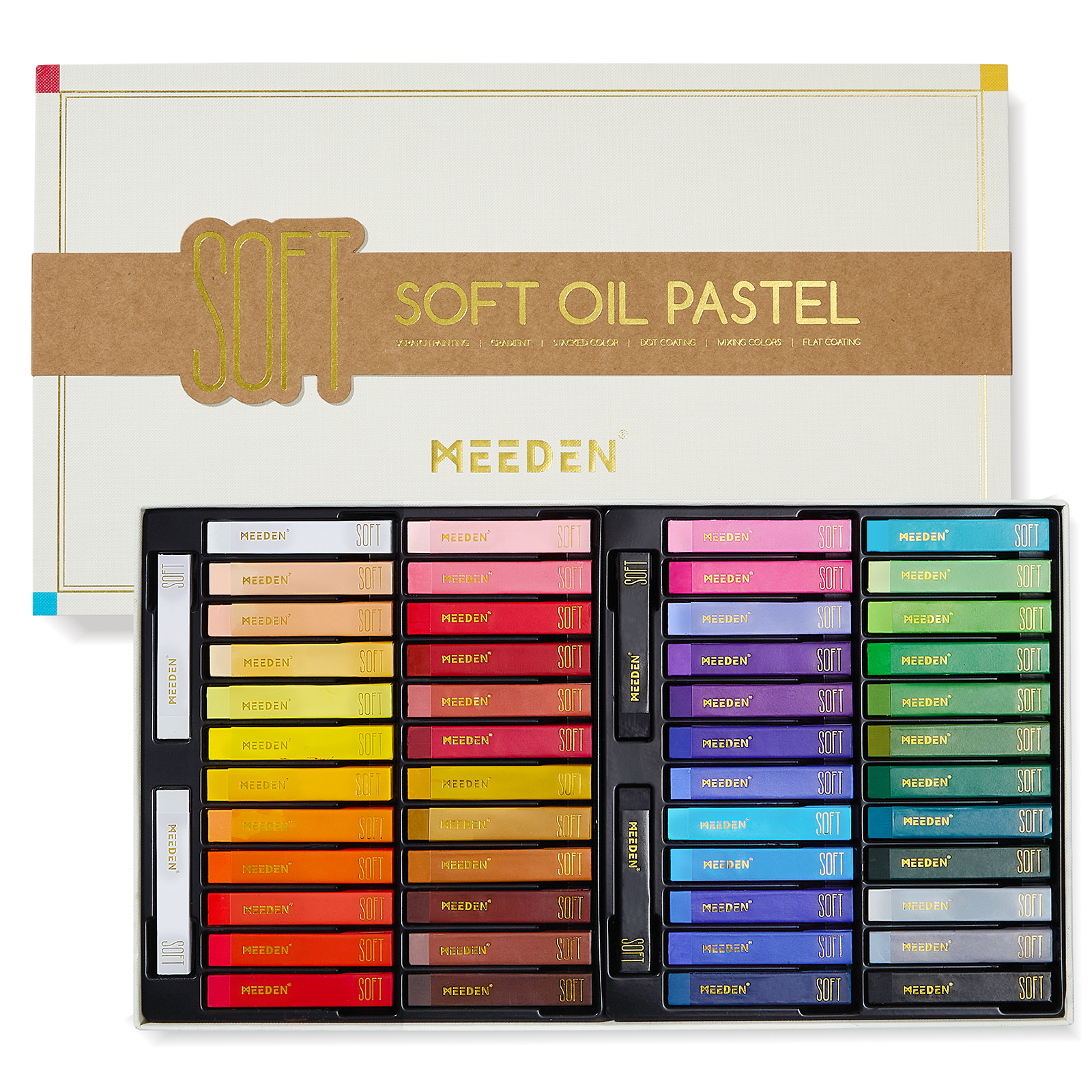 meeden-pastels-48-couleurs-pastel-l-huile-tendre-blanc-noir image 1
